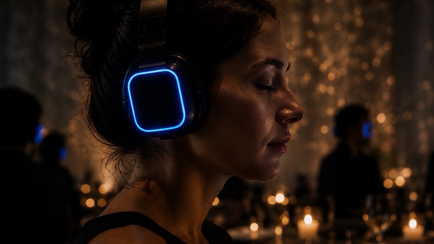 Un convive portant le casque